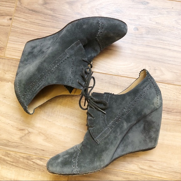 Balenciaga Shoes - Balenciaga Suede Oxford Wedge Brogue Blue 39.5